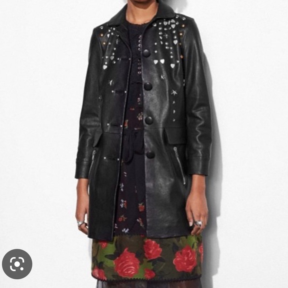Coach women’s black leather rivet jacket